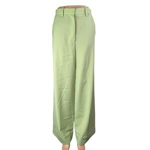 & Other Stories Women's Green High Waisted Straight Wide Leg Trousers Pants Sz 4